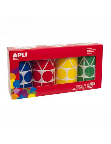 Gomets Geométricos XL Azul Rojo Amarillo Verde 4 Rollos