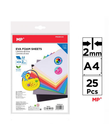 Goma Eva A4 Colores Variados 25 uds