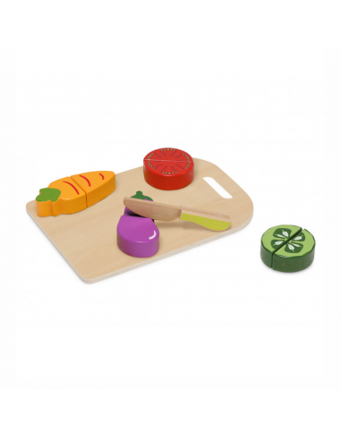 Set de Verduras de Madera con Cuchillo y Tabla