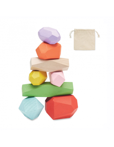 Rocas de Madera Apilables de Colores 8 Pzas