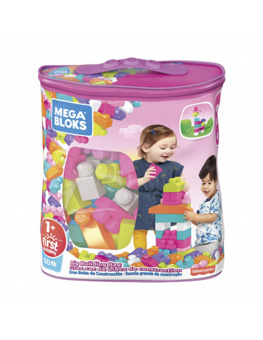 Bolsa 60 Bloques de Construcción Rosa MEGA BLOCKS Fisher Price