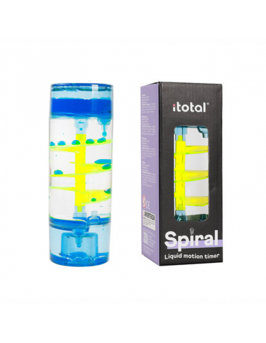 Reloj de Arena Liquido Espiral Azul y Amarillo